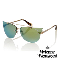 【Vivienne Westwood】英國薇薇安魏斯伍德英倫龐克飛行翅膀太陽眼鏡(綠漸層 AN828M06)