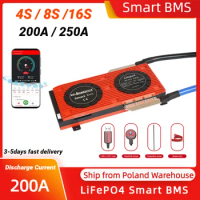 LiFePO4 Smart BMS 4S 250A 8S 16S 200A Bluetooth for 12V Battery Pack 16S 250A BMS for LiFePO4 48V Battery Pack Daly BMS Smart