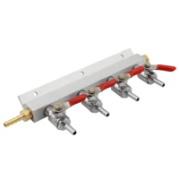 4 Way Gas Manifold Distributor CO2 Splitter with Check Valves 7mm Hose Barb Home Brew Beer Dispenser