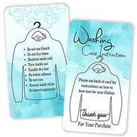50Pcs T-Shirt Washing Instructions Cards Shirt Care Tag Label Instructions Packaging Customer Direction Cards 5x9cm