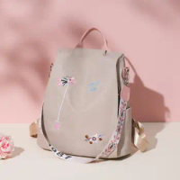 2023 Embroidery Backpack Waterproof Oxford Women Backpack Anti-theft School Bag Female Large Capacity Travel Shoulder Handbag