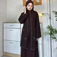 Meira Abaya Dress Ceruty - Baju Lebaran Kondangan Busui Gamis Muslim Wanita Remaja Hitam Payet Mewah