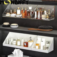 Toilet Cosmetics Sundries Organizer Box Skin Care Products Cosmetic Cotton Wall-mounted Cabinet Mirror Oblique Storage Box