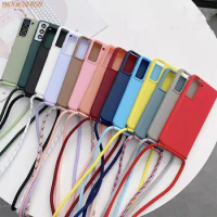 Crossbody Necklace Strap Lanyard Cord Phone Case For Samsung Galaxy A12 A12s A22 A32 A42 A52 A52s A72 A82 Soft Silicone Cover