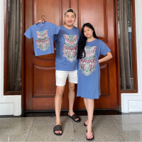 kaos dress keluarga ayah ibu anak burung hantu batik