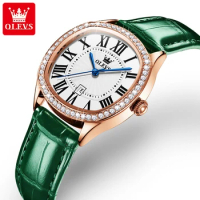 OLEVS 5511 Quartz Fashion Watch Round-dial Genuine Leather Watchband Calendar