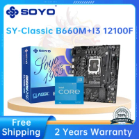 SOYO SY B660M 2.5G Classic with Intel 12th I3 12100F Chip CPU (LGA1700) Desktop PC Gaming Motherboard M.2 Dual Channel DDR4 RAM