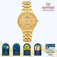 Mirage Jam Tangan Pria Analog 18602 M Gold Original Stainless Plat Gold