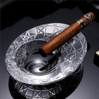 Creative Ashtray Transparent Glass Cigar Cigarette Ashtray Holder Large Diameter Cigar Ashtray Decoration With Gift Box Smoking