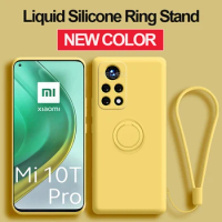 Mi 10t Pro Mi10t Mi 10 t Lite Case Liquid Silicone Ring Holder Case For Xiaomi Mi 11t Pro Mi 11 Pro Ultra Mi 11 Lite 5G NE Cover