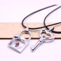 Vintage Love Heart Key Lock Necklaces Couple Statement Choker Rhinestones Necklaces Pendant For Women BFF Best friend Bijoux