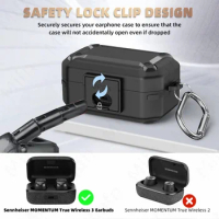 【Secure Lock 】Case for Sennheiser Momentum True Wireless 3 Earbuds Luxury Shockproof Protective Cover With Keychain For Men