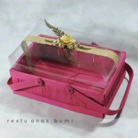 keranjang bambu panjang warna mika tinggi pita rustic, besek hias, besek warna, sokase, keranjang, r