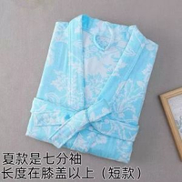成人純棉浴袍男女汗蒸服睡袍女浴袍情侶長款夏天睡袍男夏季