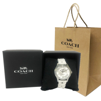 COACH 經典C LOGO錶面編織果凍錶帶女用手錶禮盒贈紙袋(白)