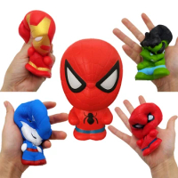 Marvel Spiderman Anime Dolls Cartoo Movie Spider-Man Hulk Ironman Kawaii PU Stress Relief Squishy Toys Children Birthday Gift