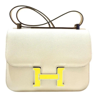【Hermes 愛馬仕】Constance 康康24CM EPSOM皮(U刻/白色/黃色琺瑯釦)
