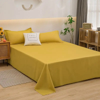 Solid Color Bed Sheet Home Textile Modern Polyester Bed Flat Sheets Bed Linens Single Queen King Size Mattress Cover Bedspread
