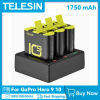 TELESIN For GoPro 9 10 Battery 1750mAh Replacement Battery for GoPro Hero 9 10 Black Action Camera Accessories