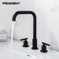 Bathroom WashBasin Sink Taps Brass Basin Faucet Double Handle 360 Degree Swivel Hot And Cold 3 Hole Bathroom Faucet FR202