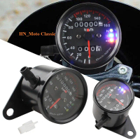 Đồng hồ xe máy classic ODOMETER có đèn báo 3 chức năng cơ bản chuyên độ các dòng xe Cafe Racer Track