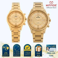 Mirage Jam Tangan Pria Analog 8788 M Gold Original Stainless Couple Plat Gold
