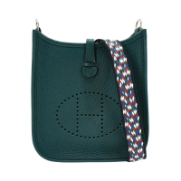 Hermes Mini Evelyne TC牛皮銀釦斜背包(AJ松柏綠)