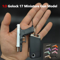 (with bullets)Multi Colors Fidget Toy Glock 17 Keychain Mini Metal G17 Pistol Portable Shell Ejection Assemble Disassemble