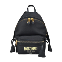 【MOSCHINO】MOSCHINO金字LOGO尼龍拉鍊後背包(黑)