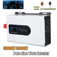 Pure Sine Wave Inverter 5000W 6000W DC 12V 24V 48V 60V 72V 96V To AC 110V 220V Power Converter Portable Car Solar Inverter