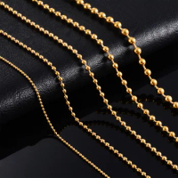 1.2mm-4.0mm Gold Color Stainless Steel Ball Chain Round Beads Necklace Jewelry Accessories for Pendant