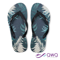 QWQ 男款防滑夾腳人字拖鞋-海灘玩水-耐磨好穿-重慶森林-黑(ABBA00905)