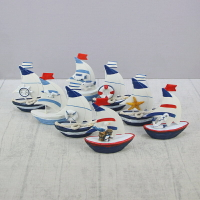地中海迷你彩色鐵皮小帆船家居桌面裝飾擺設海洋風格擺臺拍攝道具