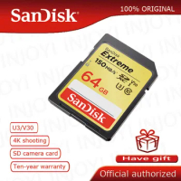 100% Original SanDisk Extreme PLUS SD Card SDHC SDXC U3 Memory Cards Class 10 90MB/s 64GB 32GB 16GB 128GB cate sd for Cameras