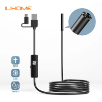 5.5MM 7MM Android Endoscope 3IN1 Tpye-c Micro USB Mini Camera Pipe car Inspection Borescope 6 LEDs Waterproof for Smartphone PC