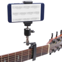 Aluminum Alloy Guitar Tuning Clamp Guitar Capo with Phone Holder For Guitar Ukulele Teaching Video Recording