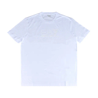【EMPORIO ARMANI】Emporio armani經典橡膠白字LOGO純棉短袖T恤(男款/白)