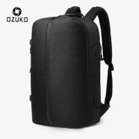 OZUKO Multifunction USB Charging Men Backpack Large Capacity Waterproof Travel Bag Male 15.6inch Laptop Fashion mochila