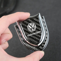 Lencana Lambang Logo VW 3D, Pelekat Chrome Logam, Pelekat Vip Rim Pintu Badan Kereta Gentian Karbon,