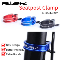 RISK 31.8mm 34.9mm Bike Seatpost Clamp Aluminium MTB Mountain Road Bicycle Seat Post Clamp Titanium Bolt With Cable Organizer