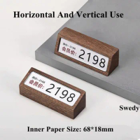 68x18mm Mini Wood Sign Holder Tag Small Price Label Paper Display Stand Store Table Counter Top Retail Name Card Holder