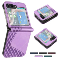 For Samsung Z Flip 5 Case 3D Geometric Lattice Wallet Case on for Fundas Samsung Galaxy Z Flip 5 Zflip5 Flip4 ZFlip3 Phone Cover