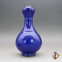 晚清民國祭藍釉蒜頭瓶 花瓶 古玩古董陶瓷器民間仿古老貨收藏擺件