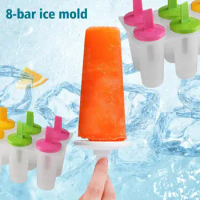 8 Cell Silicone Ice Cream Popsicle Mold With Handle Children's Cream Ice Cream Mold Ice Tray Cube Summer Mold Maker Ice Z4i5