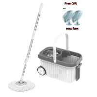 Enlarged Roller Double Drive Drying Hand-free Mop Bucket Replacement Head For Lazy with Water-absorbing Rotary Mop Top Quality
