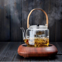 Flower Tea Pot Flat Bamboo Teapot Boiling Kettle Electric Ceramic Furnace Heating Filtered Glass Steaming Teapot Tea Kettle
