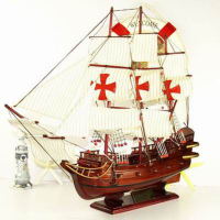 【帆船模型-聖瑪麗亞號80-長80*16*高60cm-1套/組】地中海裝飾模型船擺件大型木質帆船模型 一帆風順-30117