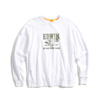【EDWIN】男裝 橘標 摔角手E君摔角技寬版厚長袖T恤(白色)