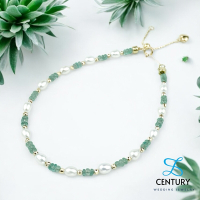 【世紀白金】18K金天然珍珠祖母綠手鍊 Z003