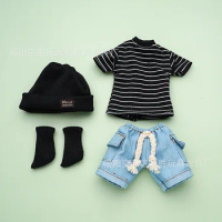 Doll's Clothes Suit for 28cm Boy Doll 1/6 Bjd Doll Dress Up Accessories T-shirt Suit with Hat Not Include Doll